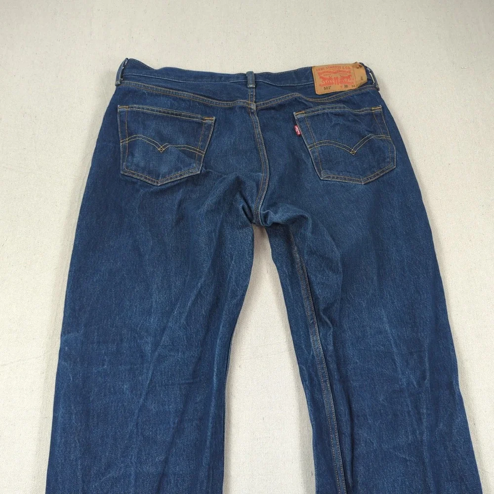 Levis 501 Jeans  Mens 38x32 Blue Button Fly Western Faded Classic American Hem